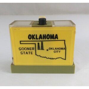Whirley Sooner State Oklahoma City Oklahoma Push Button Salt & Pepper Shakers